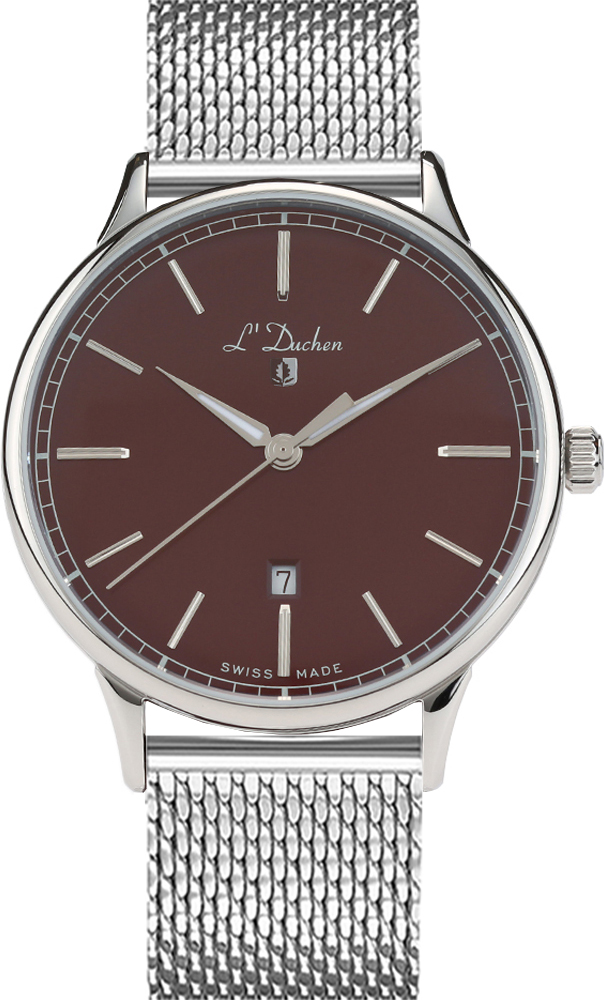 Мужские часы L`Duchen Vintage D 821.12.38 M, механизм кварцевый, циферблат коричневый, браслет нержавеющая сталь — Изображение 1